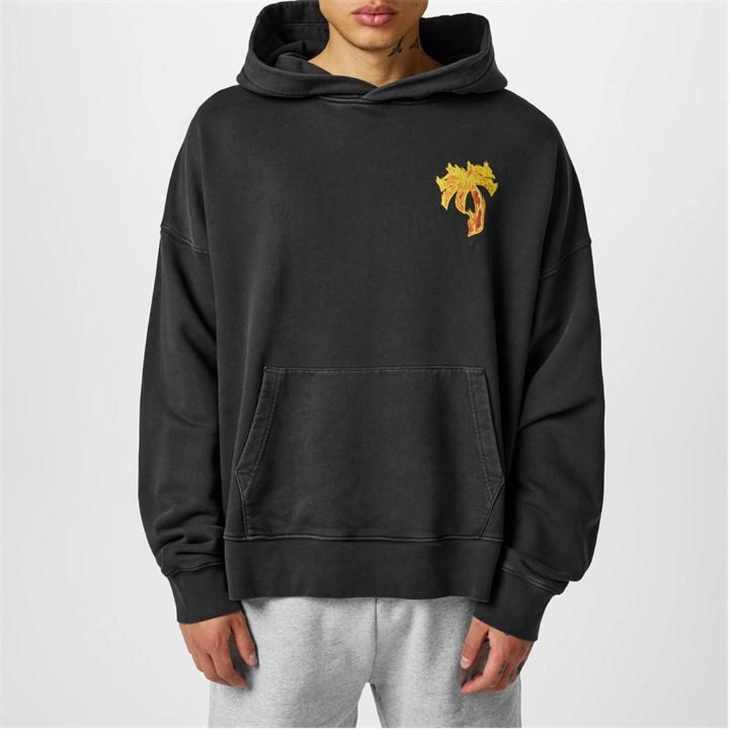 Palm Angels Burning Palm Tree Logo Hoodie - Black